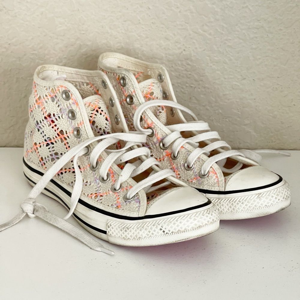 Converse Boho Crochet Hightop Women's Chuck Taylor All Star' cream pink lavender - Picture 11 of 12